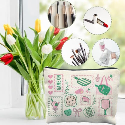 Pickleball Lover Player Gifts for Women Canvas Makeup Bag - color: pickleball