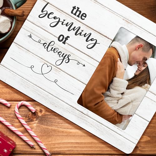 Engagement Gifts for Couples Picture Frame, Wedding Photo Frames, The Beginning of Always Wooden Picture Frames, 4x6 inch Photo - color: Yellow