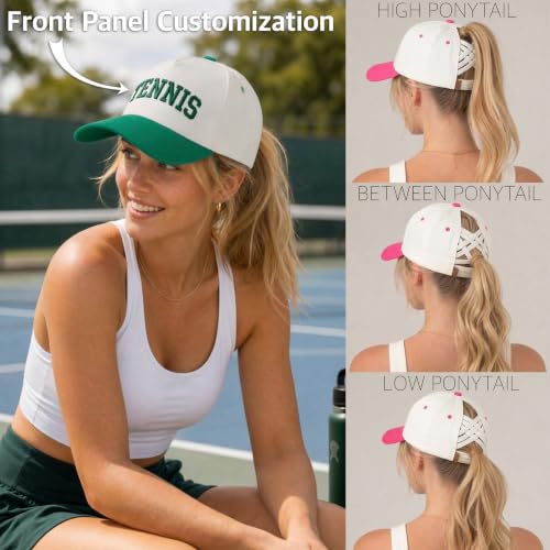 C.C Women's Criss-Cross Ponytail Trucker Hat - Snapback, One Size - color: Paisley-dk. Denim