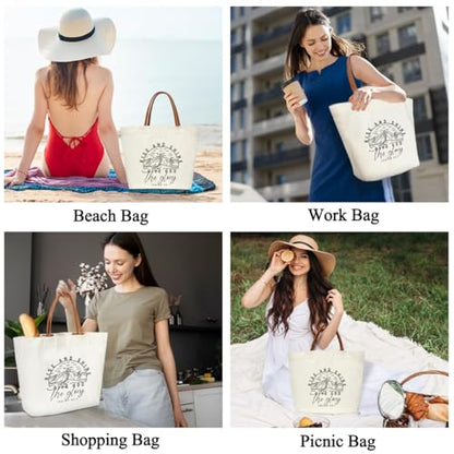 Bible Verse Tote Bags Religion Gifts for Women Christian Canvas Tote Bag Aesthetic Christian Gifts for Women Grocery Beach Bag Shopping Handbag -16 - style: Rise and Shine Give God the Glory -16