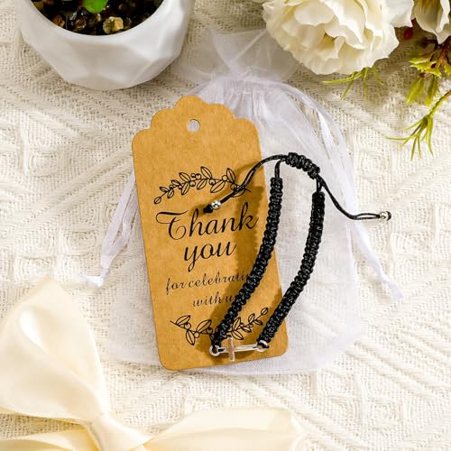 Cross Bracelet with Thank You Card Christian Rope Style Jewelry for Women Religious Appreciation Gift