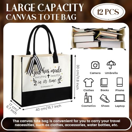 Abbylike 12 Pcs Christian Gifts Canvas Tote Bags Bulk