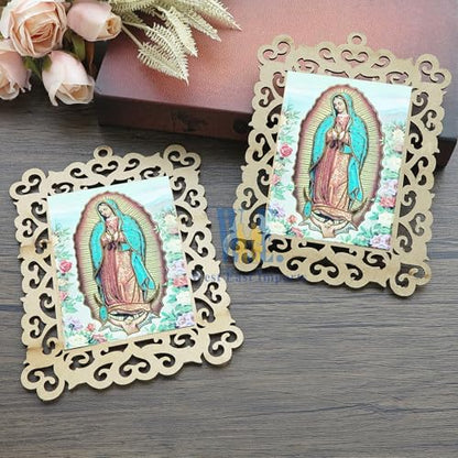 12 Pcs Our Lady of Guadalupe Wooden Picture Frames, Baptism Event Favors