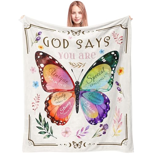 Christian Gifts for Women, Religious Blanket with Butterfly