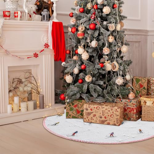Winter Skiing Christmas Tree Skirt, Ski Gifts Xmas Tree Skirt 527XW-TS - color: Skiing-3