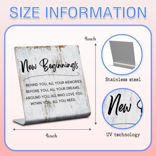 TRCENDE New Beginnings New Job Gift For Coworker, New Start Gift For Bestie Best Friends Women, Motivational Graduation Gift For Son daughter, Break Up Gift For Her,Office Signs Plaques XUZ192, Retro - style: Retro - New Beginnings D