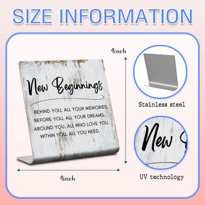 TRCENDE New Beginnings New Job Gift For Coworker, New Start Gift For Bestie Best Friends Women, Motivational Graduation Gift For Son daughter, Break Up Gift For Her,Office Signs Plaques XUZ192, Retro - style: Retro - New Beginnings D