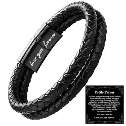 Christian Bracelet for Men, Bible Verse Leather Cross Gift for Men - color: A-To My Father-You Are Never Alone-Love You Forever