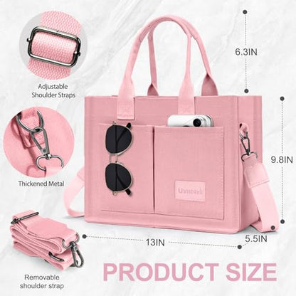 LHMTQVK Canvas Tote Bag for Women, Work & Bible Study Handbag - color: Pink