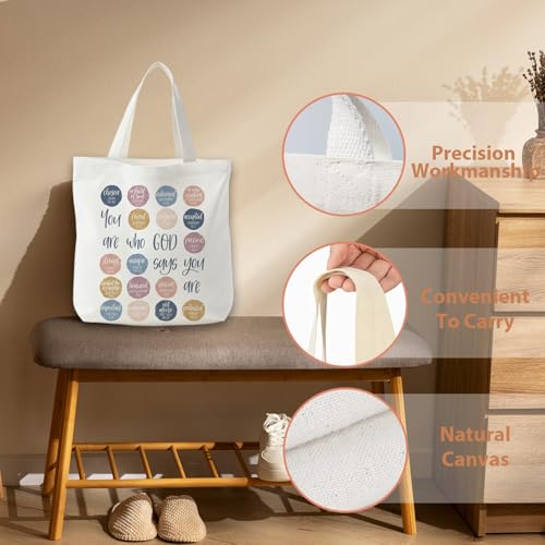 Christian Tote Bag for Women,Jesus Canvas Tote Bag,Christian Gifts for Women Faith - color: You Are Who God Say You Are