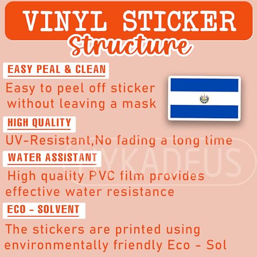 (3Pcs) El Salvador Flag Stickers – Salvadoran National Flag Vinyl Decals - color: El Salvador