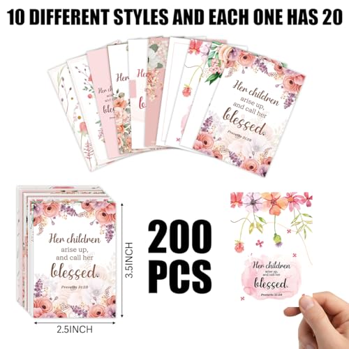 200Pcs Mothers Day Pocket Prayer Cards Christian Pink Mini Floral Scripture Wallet Cards with Bible Verses Mothers Day Thanksgiving Bulk Gifts for Church Women God Mother Party Decorations Favor - color: Mother