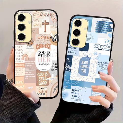 2 Pack Jesus Cross Collage Phone Case for Samsung Galaxy S25 5G 6.2", Aesthetics Christian Quotes Bible Verse Design Cases for Girls Boy, Slim Soft TPU Protective Cases for Samsung S25 - color: Bible Verse, size: for Samsung Galaxy S25 5G