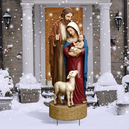 Metal Christmas Outdoor Nativity Scene for Yard with Stake 30 Inch Large Christmas Nativity Set with Baby Jesus Mary and Joseph Outside Waterproof Religious Yard Lawn Signs for Garden Lawns Decoration - style: Bright