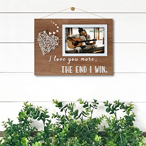 EXQUIDECA I Love You More The End I Win Romantic Picture Frame 4x6 Inches - color: walnut lover
