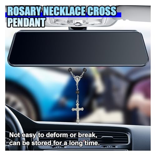 ZIMISI 2PCS Car Rosary for Rearview Mirror (Black) - color: Black