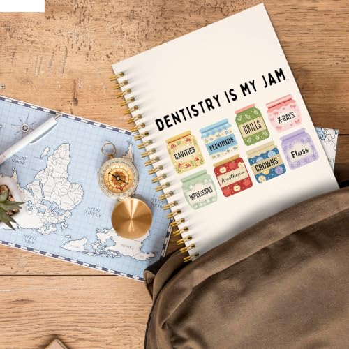 JMICTUB Dentist Gifts Spiral Notebook 5.5x8.3, Dental Assistant Hygienist Gifts, Dentistry Is My Jam Funny Hardcover Lined Journal - color: Spiral notebook-24