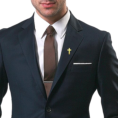 24/50/100 Pcs Mini Small Gold Cross Lapel Pins (1 in) For Men Women Religious - color: 50-Pack