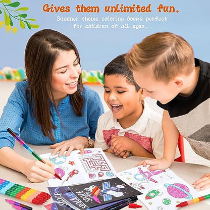 BenLouis 24 Outer Space Mini Coloring Books with 24 Crayons for Kids Bulk - style: Space