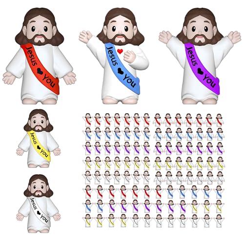 105 Pcs Little Jesus Figures, Mini Jesus Figurines Tiny Statues - color: Multicolor（105pcs）, size: 1.4Inch（105pcs）