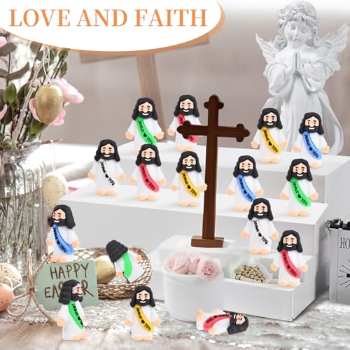 nedeqi 310 PCS Little Jesus Figures, Mini Jesus Figurines in Bulk, Tiny Pocket Rubber Jesus Love You Figure for Religious Party Favors, Baptism Gift, Easter Egg Stuffers (310)