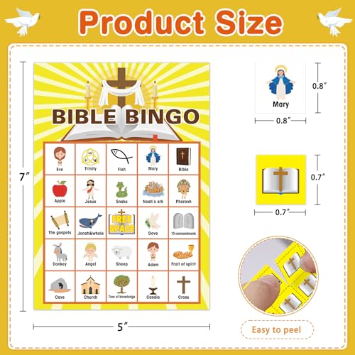 FLYAB Bible Bingo Game for Kids Adults 26 Players Christian Bingo Cards - color: Yellow