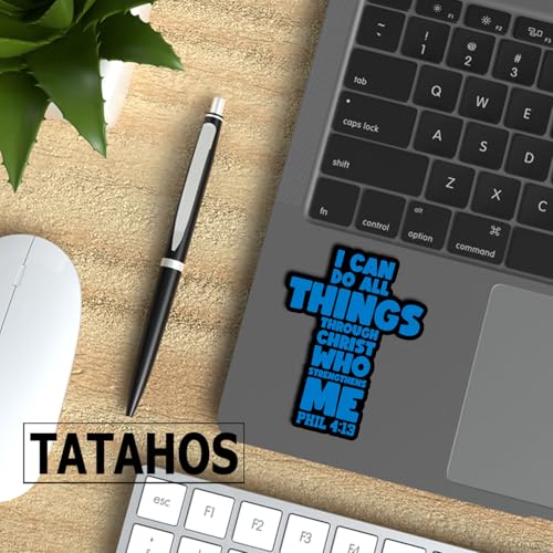 (3Pcs) Christian Cross Sticker – I Can Do All Things Through Christ Who Strengthens Me – Philippians 4:13 Vinyl Decal for Laptop, Water Bottle, Bible, Journal – Religious Gifts – Gifts Mother 3"x2.5"