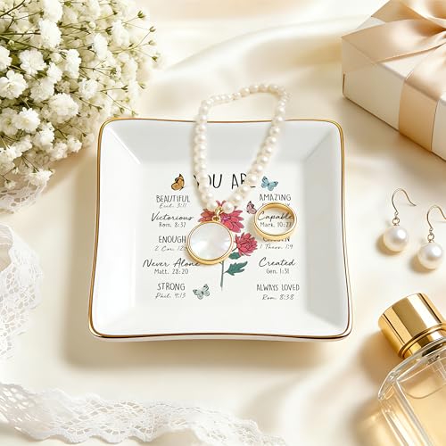 Birthday Gifts for Women, Mum Scripture Jewelry Dish, Christian Gifts - style: Chrysanthemum: Loyalty, Honesty, Longevity(November Birth Month, Mum Flower )