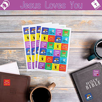 Junkin 480 Pcs Religious Stickers, Jesus Loves You Themed Stickers, Cute - style: Cute