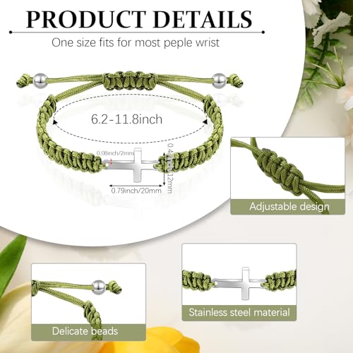 Sureio 2 Pcs Christian Cross Matching Bracelets for Women Men - color: Blue Green