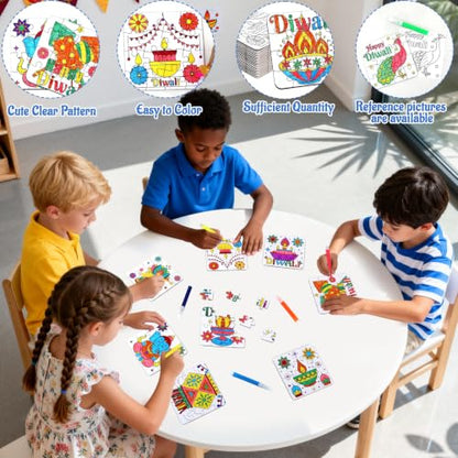 Diwali Crafts & Party Favors for Kids Bulk, Rangoli Activity DIY Art Puzzle - color: Diwali Colorful