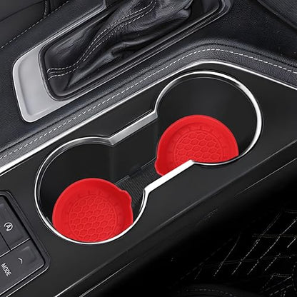 Amooca 4-Pack Spill-Proof Cup Coasters Non-Slip Car Cup Holder Inserts - color: Red, size: 4 pack