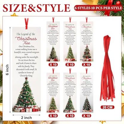 Dispowreath 60 Pcs The Legend of The Christmas Tree Bookmarks Religious Xmas Tree Bookmarks Church Exchange Gifts for Christmas Men & Women Sunday School Church Prizes Party Favors - style: Christmas Tree