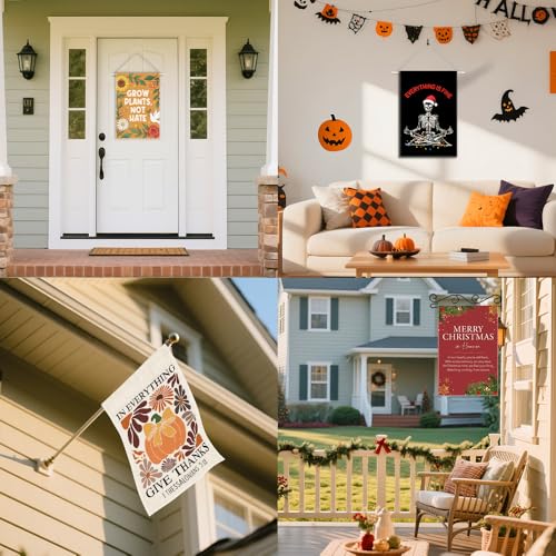 In Everything Give Thanks Garden Flag, Christian Pumpkin Bible Banner, Floral Christian Fall Thanksgiving Harvest Yard Outdoor Decor for Farmhouse Holiday, Thanksgiving Flags Gifts for Women BFF