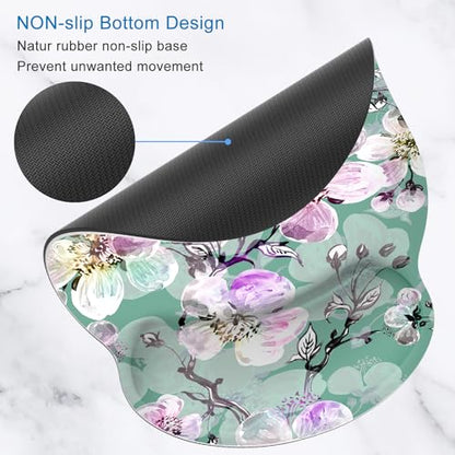 ITNRSIIET Ergonomic Mouse Pad with Wrist Support Wrist Rest Smooth Surface Non-Slip Rubber Base Comfortable Office Supplies Pain Relief, 9.8 x 9.1 inches, Beautiful Flower Art - color: Beautiful Flower Art