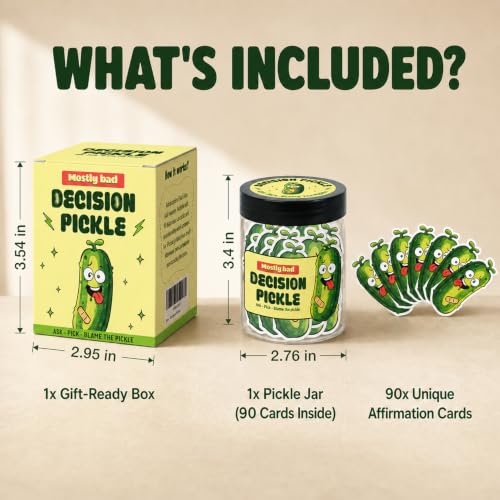 Mostly Bad Decision Pickle Jar - Funny Decision Cards Gag Gift for Teens - color: Decision Pickle Jar