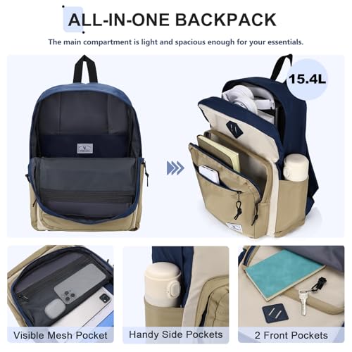 VX VONXURY Kids Backpack for School Travel,16.7 Inch Lightweight Bookbag - color: Navy Khaki