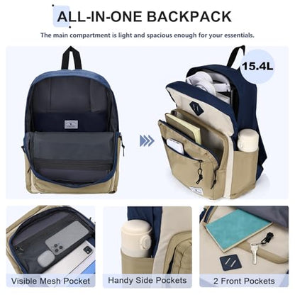 VX VONXURY Kids Backpack for School Travel,16.7 Inch Lightweight Bookbag - color: Navy Khaki