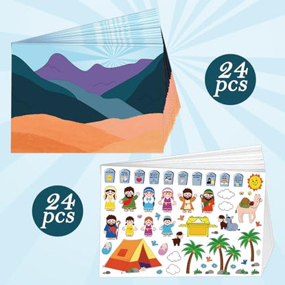 Sabary 24 Sets Ten Commandments Cards Stickers, DIY Religious Craft Kit - style: Ten Commandments