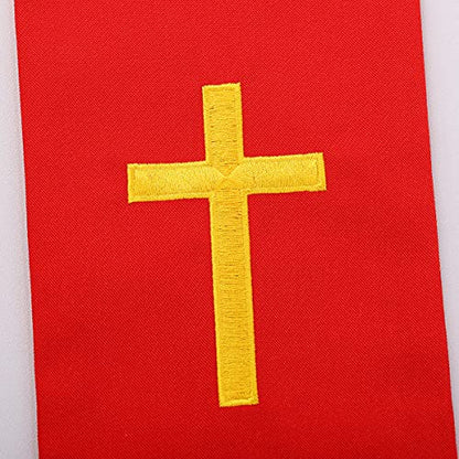 BLESSUME Church Clergy Pastor Cross Embroidered Stole - color: Red 5