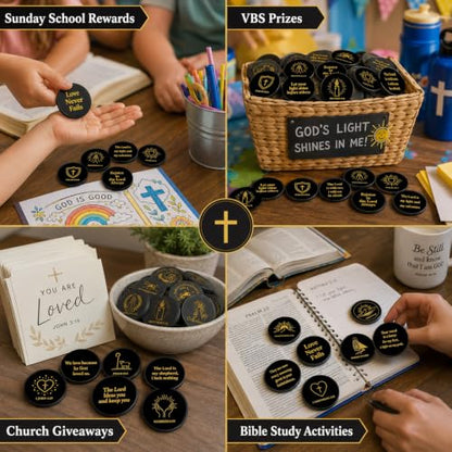 600 Pcs Christian Coins Gift Bulk Religious Bible Verse Coins Sunday School Rewards