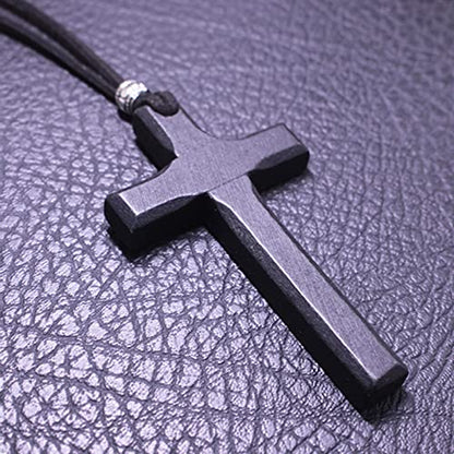 Wooden Cross Necklace For Men Women, Wood Cross Pendant Necklaces For Car Rearview Mirror Charms, Wall, Christian Jewelry - color: 1 piece-black-7.5cmcross