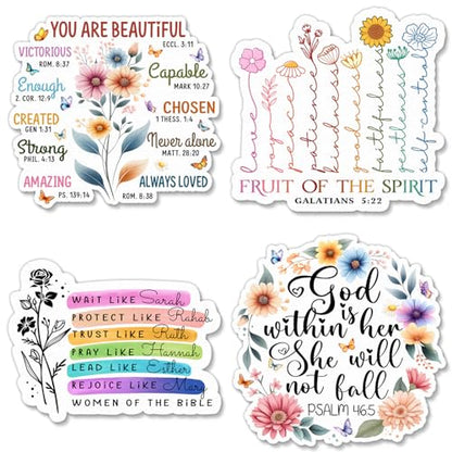 4 Pcs Christian Stickers for Women - Faith-Based Bible Verse Vinyl Decals - color: Bible Verses 3