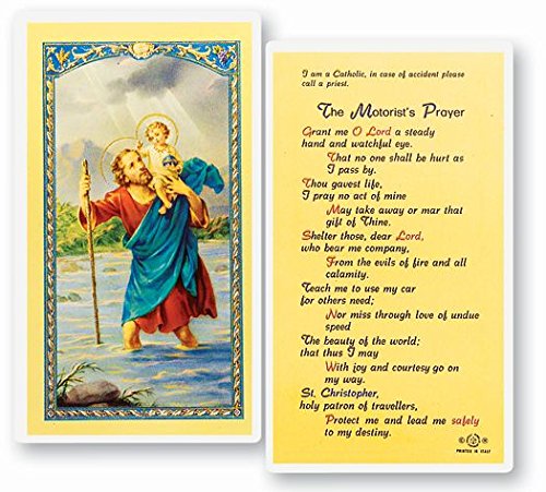 Artisan Owl Saint Christopher The Motorist's Prayer Laminated Holy Cards (Set of 5)