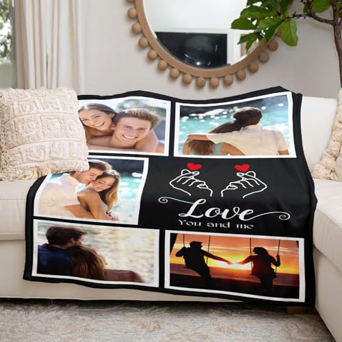 inkArts Personalized Blanket with Photo, Custom Blanket, Customized Photo Blankets, Customizable Picture Blankets, Personalized Anniversary Couple Gifts for Her Him Women Men - color: 5 Photos-2