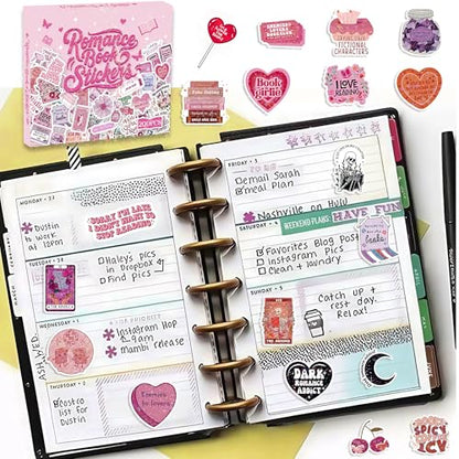 200 PCS Holographic Bookish Stickers for Kindle, Book Stickers Pack with Elegant Foil-Stamped Pink Box, Waterproof Vinyl Decals for Laptop Water Bottles Scrapbooking BookTok Reading - style: 200 PCS Holographic Book Stickers - With Gifts Box