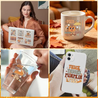 Rngmsi UV DTF Cup Wrap - 30 Sheets Retro Fall UV DTF Stickers for Glass Mug - style: Retro Fall