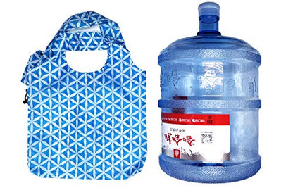 HOLYLUCK Reusable Grocery Bags,Heavy Duty Foldable Shopping Tote Bag (Standard, 3 Blue Geometric Flowers) - color: 3 Blue Geometric Flowers, style: Standard