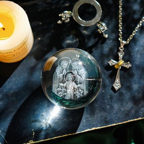 Holy Family Crystal Ball 3D Laser Engraved K9 Christian Gift 2.3 Inch - style: Holy Family