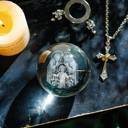 Holy Family Crystal Ball 3D Laser Engraved K9 Christian Gift 2.3 Inch - style: Holy Family